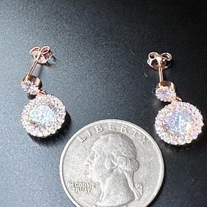 Elegant Rose Gold and Silver CZ Earrings. Never worn